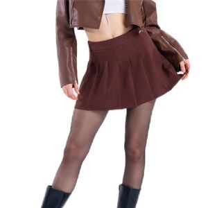 Finesse Ronny Brown Pleated Mini Skirt Size XS